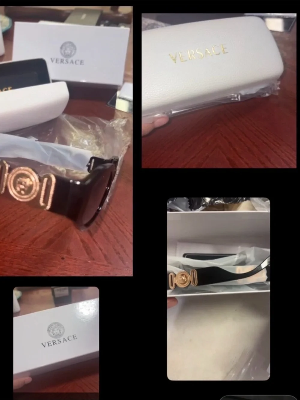 Women's Black Sunglasses with Gold Medusa Accent